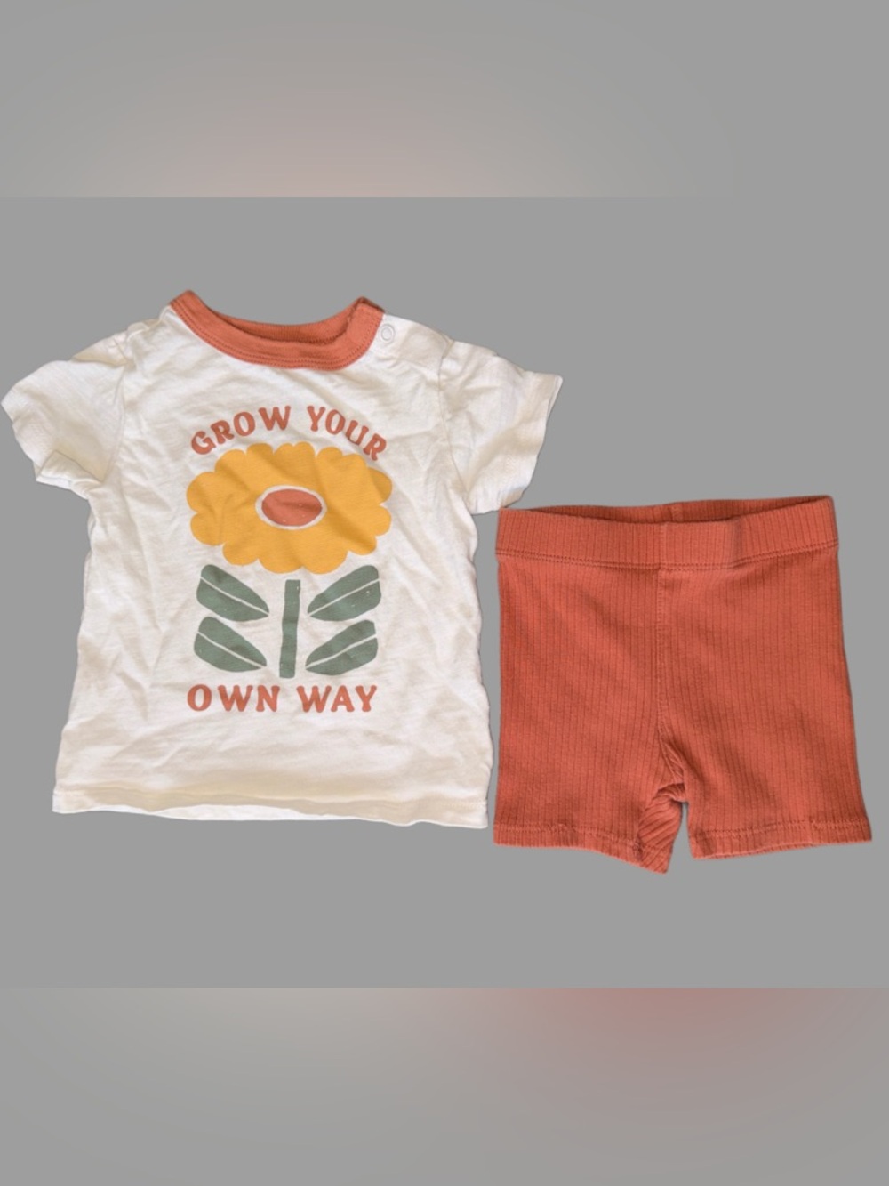 Little Co. Retro Floral Tee & Ribbed Shorts Set | Baby Girl | 6M | Like New